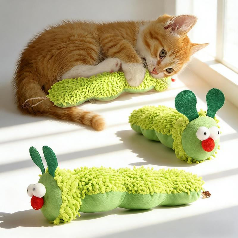 New Store Perks !Catnip Caterpillar Plush Pillow 1Pc, Wormwood Fruit Infused Boredom Relief Toy for Indoor Cats, Self-Entertainment Interactive Kitty Toy,Cat Stuff
