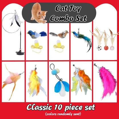Cat Wand Toys with Suction Cup, Interactive Feathersimulation Cat Toy Set,Cat Teaser Cat Toys,Flexible Steelwire and 2Pcs Replacement Feather Reflls with Bells.Catteaser Pettoys Halloween Kitten Christmas Feathered