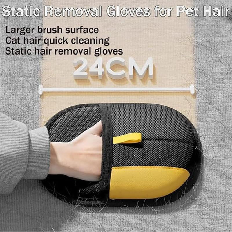Electrostatic Pet Hair Remover Gloves | Two-Way Brush & Sticky Hair Removal - for Cat & Dog Grooming & Cleaning