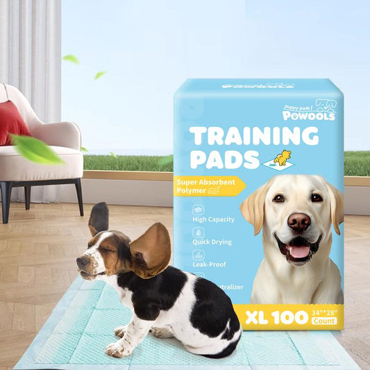 Powools Dog Puppy Pads for Potty Training Leak-Proof Quick-Dry Pee Pads with Multi-Layer Absorption Super Absorbent Polymer