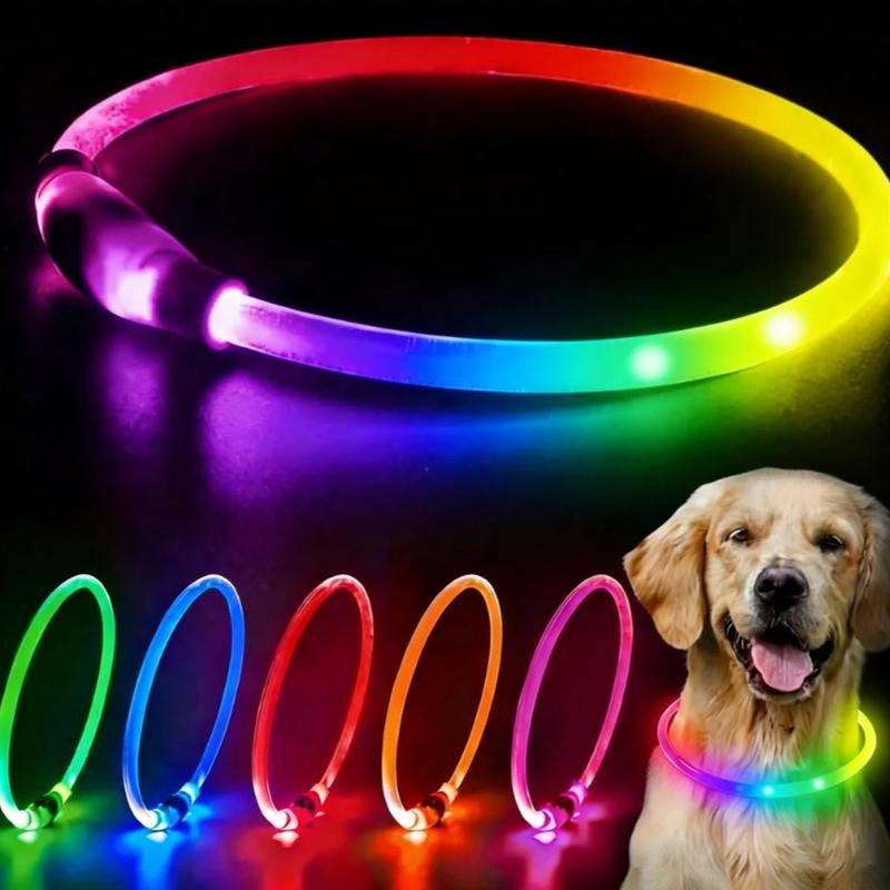 EVERBETTERUS LED Dog Collar USB Rechargeable Glowing Lighted up Collar, Cuttable Water-Resistant TPU Safety Collar Lights for Small Medium Large Dogs, Pink