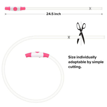 EVERBETTERUS LED Dog Collar USB Rechargeable Glowing Lighted up Collar, Cuttable Water-Resistant TPU Safety Collar Lights for Small Medium Large Dogs, Pink
