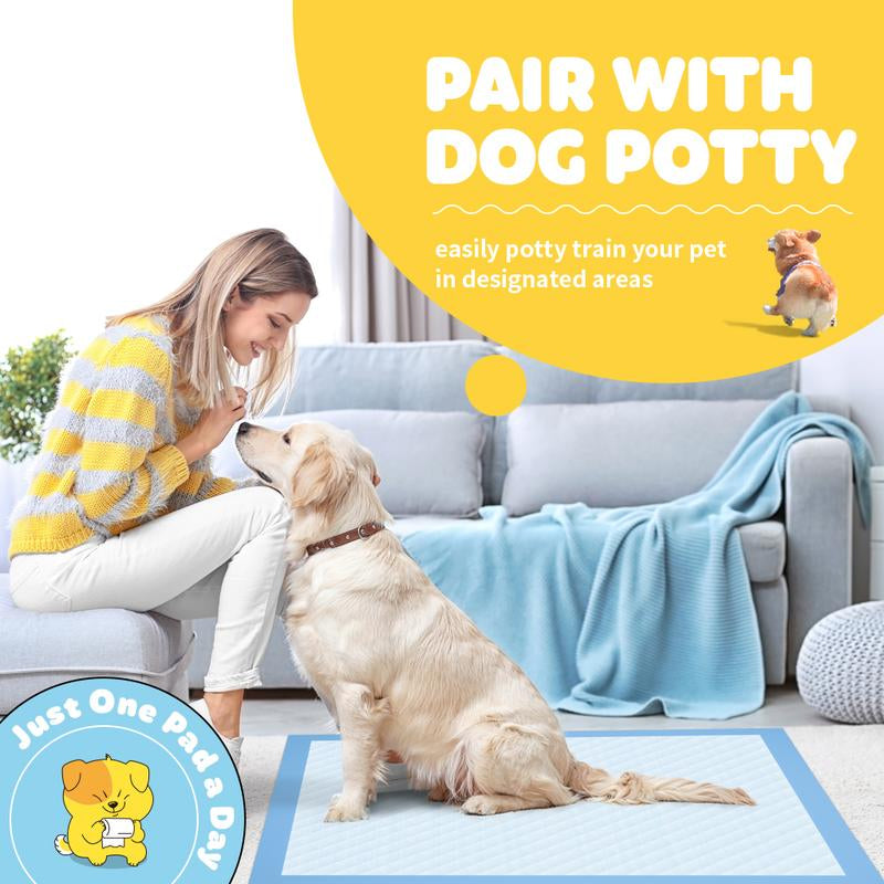 Powools Dog Puppy Pads for Potty Training Leak-Proof Quick-Dry Pee Pads with Multi-Layer Absorption Super Absorbent Polymer